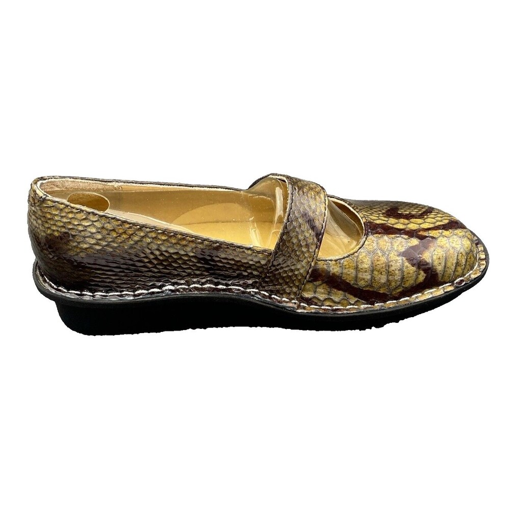Alegria Shoes Women Size EU 37 Leather Snakeskin Print Patent Mary Jane Comfort